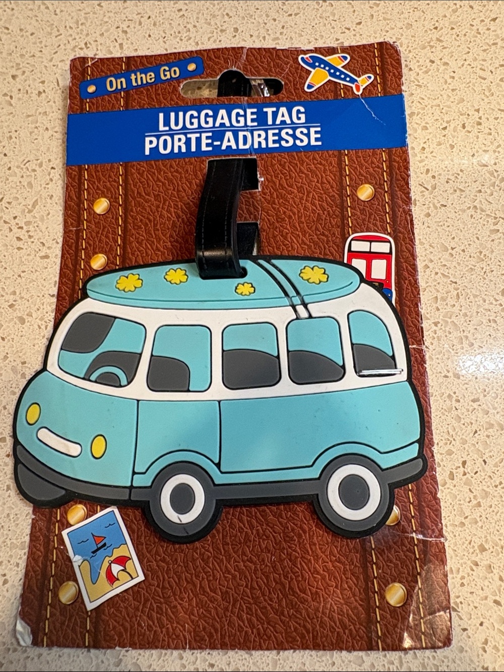 NEW Blue Rubber Camper Van Luggage Tag -